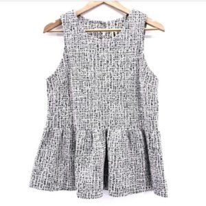 Anthropologie Amadi Peplum Tank Top Black White Kn